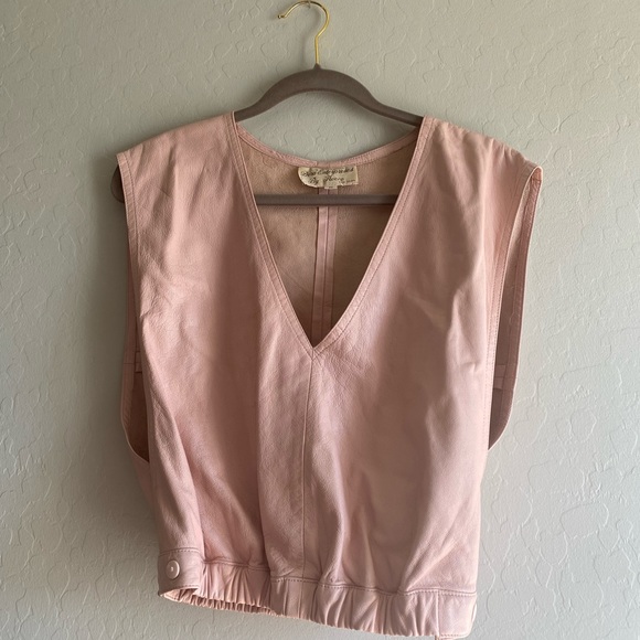Vintage Tops - vintage pink leather shirt